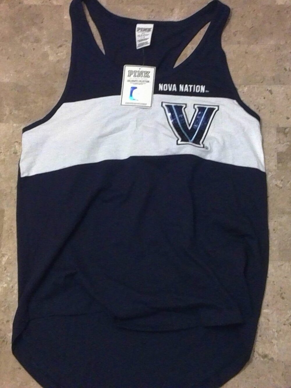 Pink Victoria secret Collage Collection Villanova University tank top